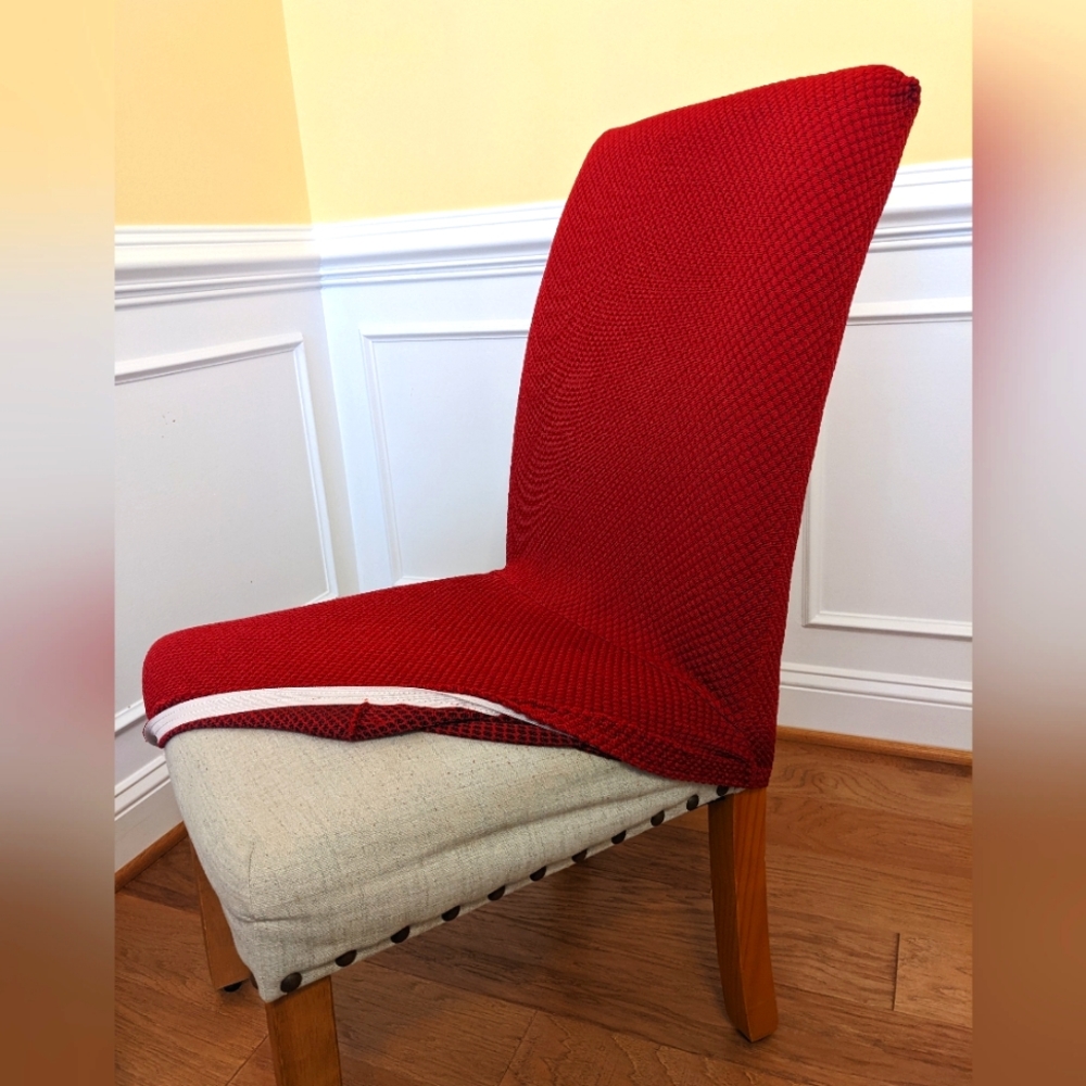 Set of 4! Red Slipcovers for Dining Chairs